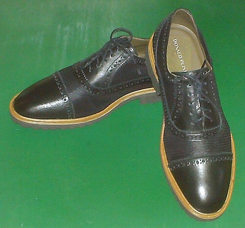 DONALD PLINER "Jordinn" schwarze Leder & Nylon Budapester Oxford-Schuhe 10M NEU!!! - Bild 1 von 5