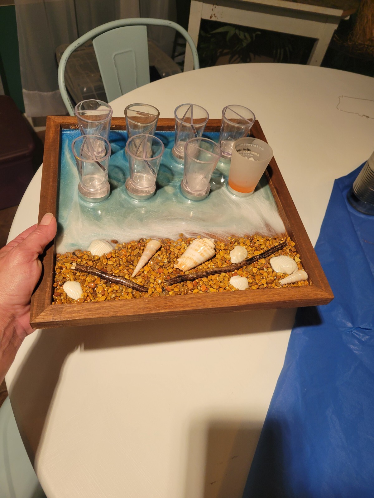 Ocean Pool Beach PARTY Handmade Bar Shot Glass Serving Tray