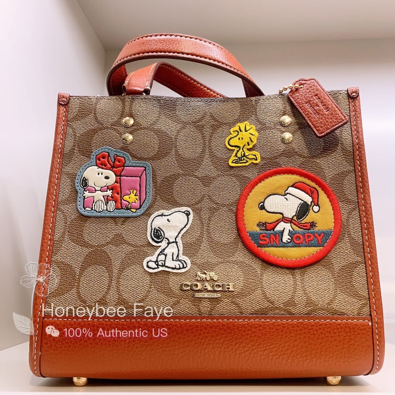 Coach Bags | Nwtcoach x Peanuts Dempsey Tote 22 with Snoopy Ski Motif | Color: Blue | Size: Os | Beesimplellc's Closet