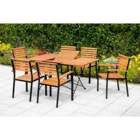 Merxx GartenmöBel Schlossgarten Set 7Tlg. 6 Stapelsessel + 1 Klappausziehtisch