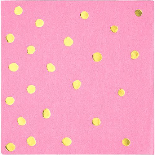 Pink and Gold Beverage Paper Napkins- 16 pcs. - Picture 2 of 2