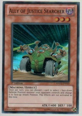 Ally of Justice Searcher - HA02-EN019 - Super Rare - 1st Edition - Heavily Playe