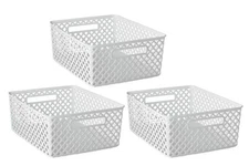 Mainstay Medium Deco Basket, White, Set of 3
