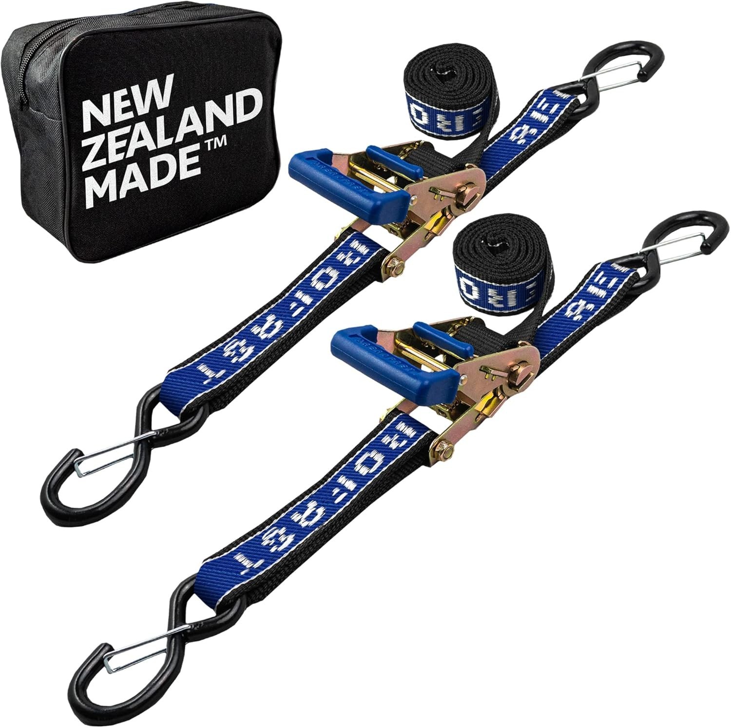 REAR TRANSOM BOAT TRAILER STRAPS RATCHET TIE DOWNS STRAP, Made in NZ - 1.5" x...