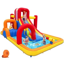 Inflatable Water Slide, 10 in 1 Water Park Bounce House with Blower, Splash P...