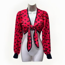 VTG Star Styled Dancewear M Red Black Minnie Mouse Long Sleeve Cropped VG