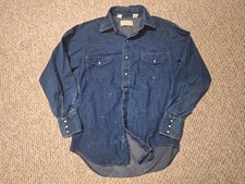 Vintage Western by Bellcraft Pearl Snap Denim Jean Distressed Shacket Rockabilly