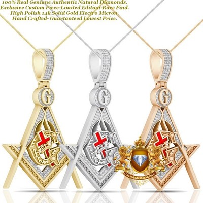 Echte echte Diamanten Tempelritter Freimaurer Freemason G Kompass Charm Anhänger