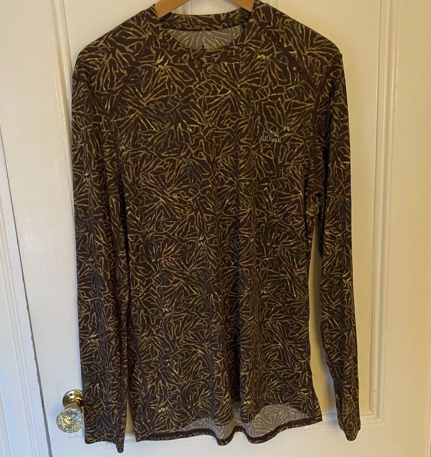 L.L. Bean Base Layer Top Mens XL Long Sleeve Outdoor RN#71341 Winter Brown Camo