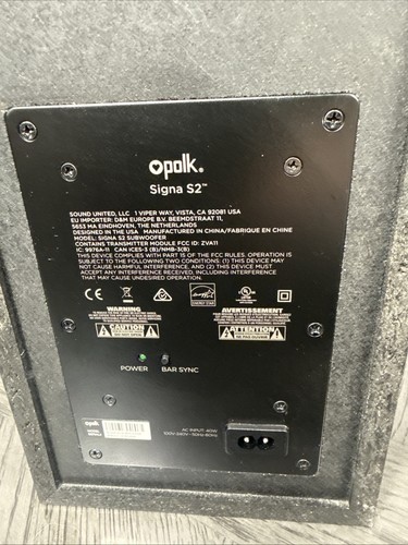 Polk Audio Signa S2 2.1-Channel Sound Bar Wireless Subwoofer Remote Cabling - Picture 10 of 10