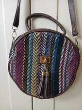 Runde gewebte Damenhandtasche bunt Chevron-Mu...