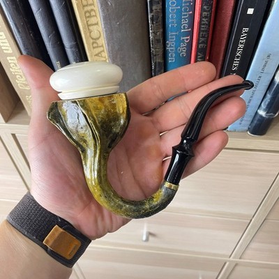 Handmade Calabash Pipe from Homegrown Natural Gourd Meerschaum Bowl by S. Yanik