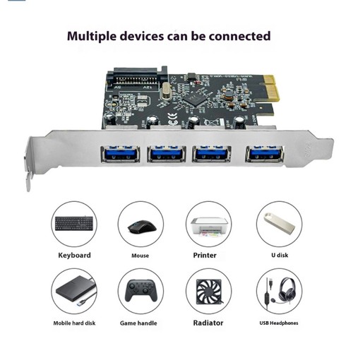 4Port Enhances USB Hubs Card PCIE3.0 USB Expansion Card High Performances - Afbeelding 6 van 10