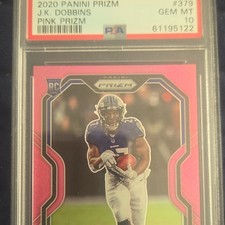 2020 Panini Prizm J.K. Dobbins Pink Prizm Rookie #379 PSA 10 Ravens