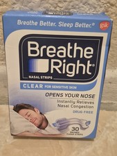 Breathe Right Nasal Strips Clear For Sensitive Skin SmMed Strips Drug Free 30 Ct