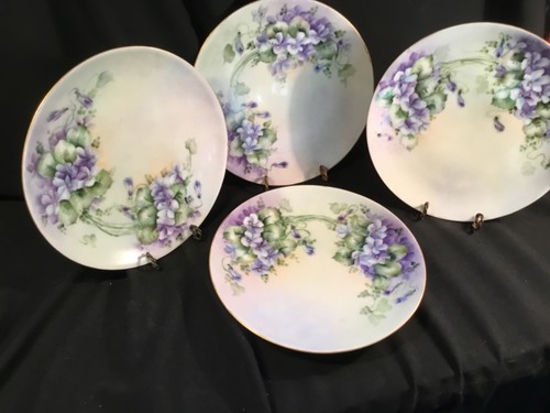 Antique Handpainded Goldtrimmed Set of 4 Plates by Thomas Sevres Bavaria c.1908+ - Picture 2 of 8