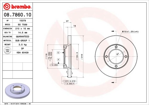 2x BRAKE DISC 08.7860.10 FOR PIAGGIO PORTER/Bus/Platform/Chassis/Van DAIHATSU - Picture 2 of 9