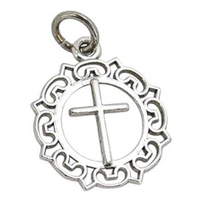 Sterling Silver Filigree Cross Charm Religious Pendant 0.95g