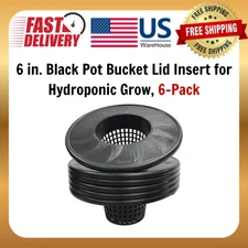 6 in. Black Pot Bucket Lid Insert for Hydroponic Grow, 6-Pack