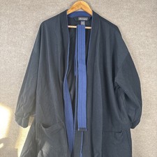 Barrington Men's Robe One Size Black And Blue Belted Sleepwear Lounge Bathrobe