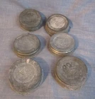 VINTAGE BALL CANNING JAR LIDS ZINK WITH MILK GLASS INSERTS 6 PCS.
