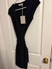 Everlane Women Sleeveless Wrap Maxi Dress Size 0 Black 100% Triacetate NWT