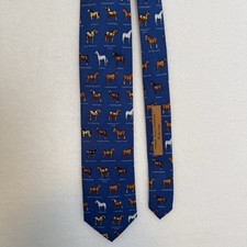 Alynn Mens Blue Silk Horse Pattern Tie “Name That Horse” USA-Made