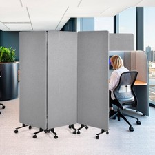 72x66 inch Room Divider 3 Panel Privacy Screens Home Office Partitions W/ Wheels