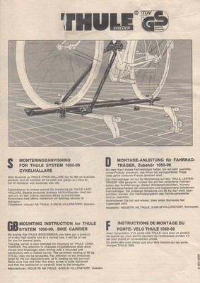 Thule Fahrradträger  Zubehör System 1050-09 unbenutzt und ovp