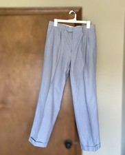 Chaps Light Blue Pinstriped Dress Pants 34W X30L 100% Cotton 