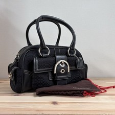 Coach Soho Mini Boston Bag Black Leather Used Authentic