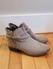 Girls So Size 2 Tan Ankle Boots Braided Strap Zipper