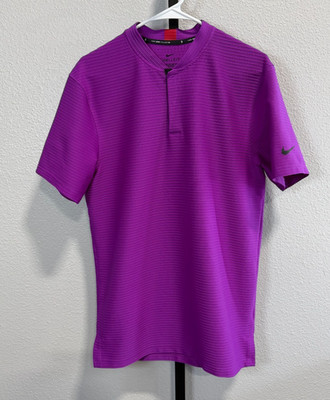 Nike Dri-Fit Tiger Woods Golf Polo Shirt Purple Blade Collar Standard Fit Sz S
