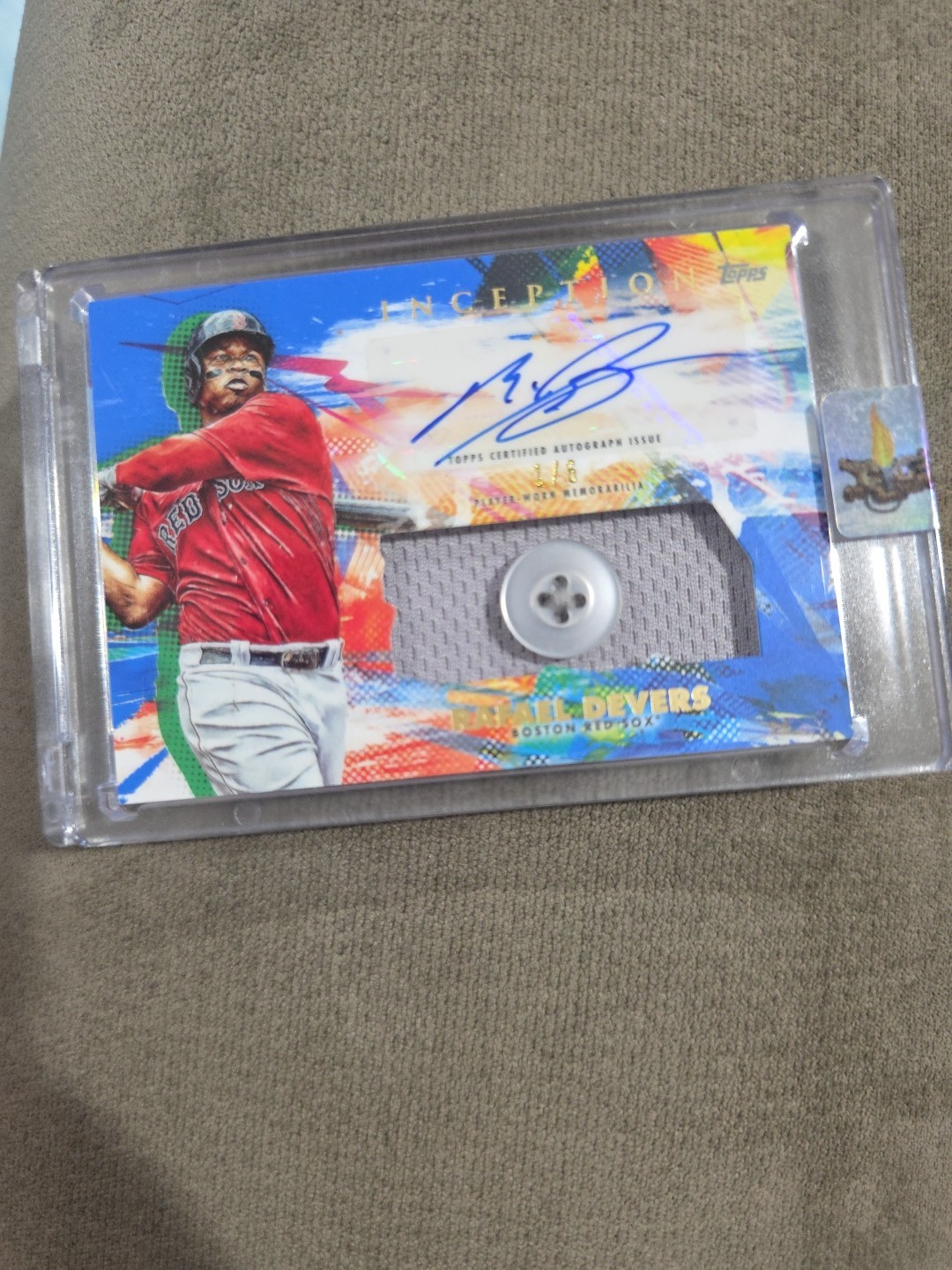 2020 Topps Inception - Inception Auto Button Rafael Devers #IAP-RD /6 (AU, MEM)
