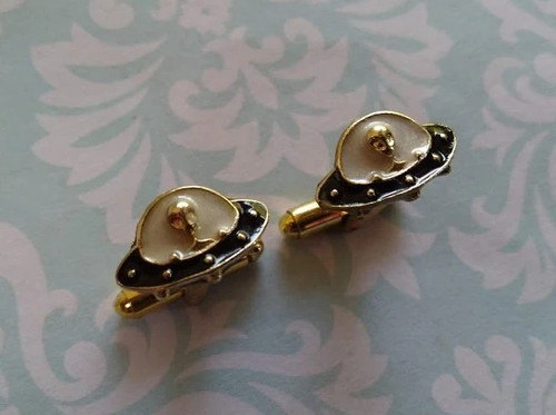 Alien UFO Tie Clip Bar Cufflinks - Picture 8 of 14