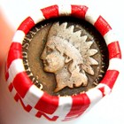 Indian Head Penny Showing On End Of 50 Coin Wheat Cent Shotgun Roll B-19a — photo 1