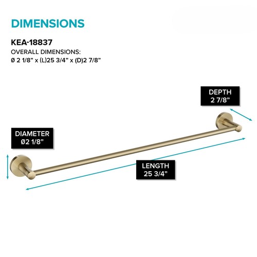 Elie 24-Inch Bathroom Towel Bar Rack in Brushed Gold - 第 5/5 張圖片