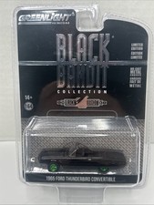 GREENLIGHT BLACK BANDIT 1965 FORD THUNDERBIRD CONVERTIBLE W/GREEN RIMS