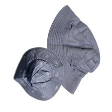 Butterfly Embroidered Bucket Hat Reversible Light Blue