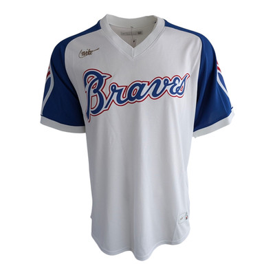 Nike Cooperstown Kollektion Atlanta Braves Throwback Trikot Herren Large weiß bl