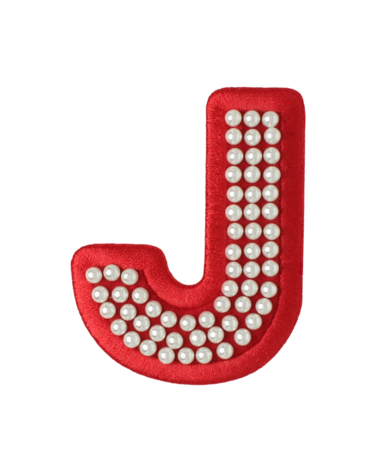 Stoney Clover Lane Ruby Red Satin Pearl Letter Patch - Image 3 of 4