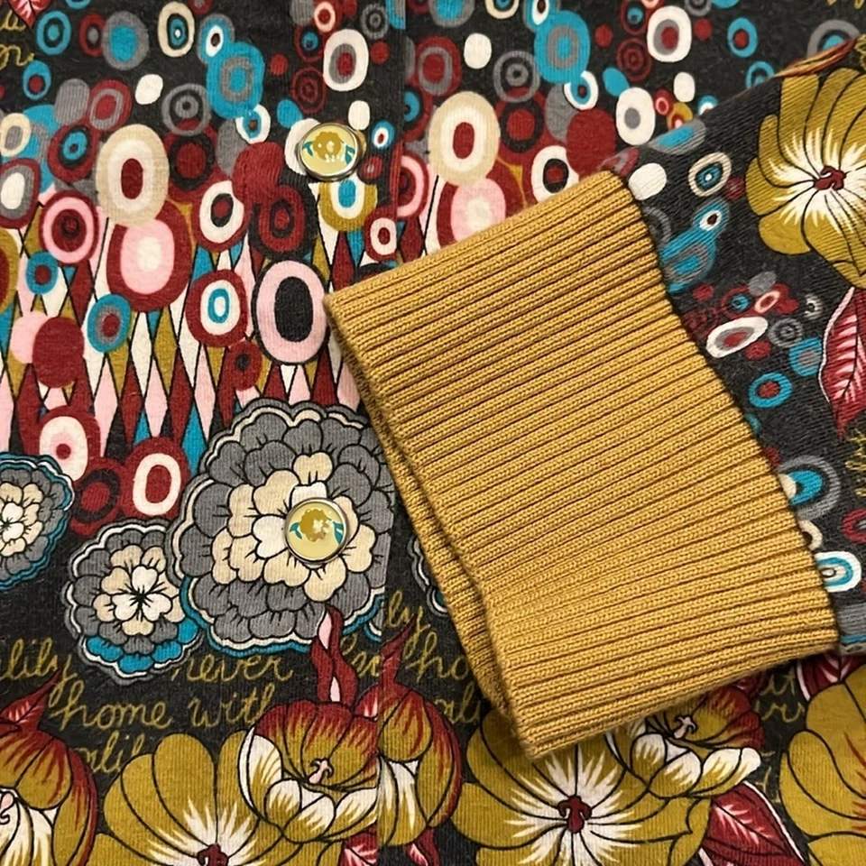 МАСЛЯНИСТЫЙ цветочный многоцветный кардиган на пуговицах стиль топ размер большой богемный принт - Изображение 4 из 4