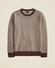 J Crew Cashmere Crewneck Sweater Jacquard Herringbone Roast Coffee Size S Small