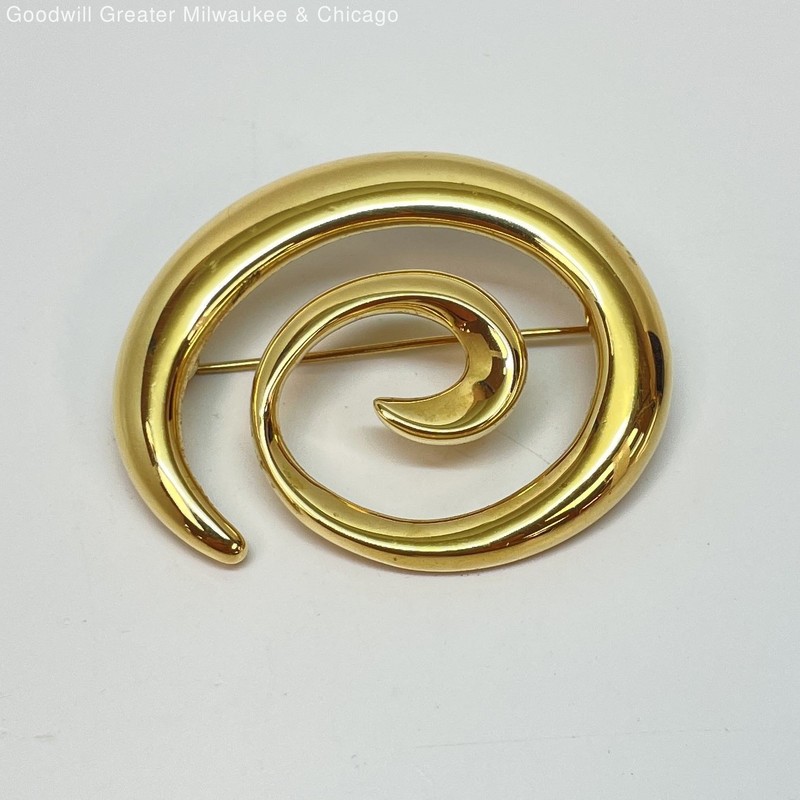 Napier Gold Tone Polished Swirl Brooch 19g