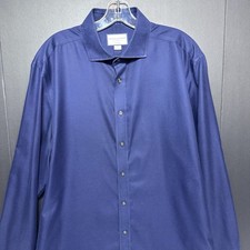 Charles Tyrwhitt Spread Collar Non-Iron Twill Shirt - Navy size 17/36in Slim Fit