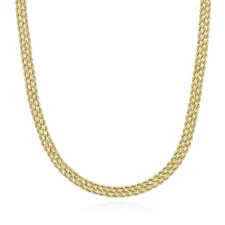 14K Yellow Gold 3-Row 6mm Flat Rope Chain (Hollow) 18"