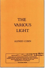 Alfred Corn / THE VARIOUS LIGHT Uncorrected Proof 1st 1980