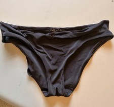 Used Victoria's Secret Women's Solid Black Bikini Swim Bottom Size M