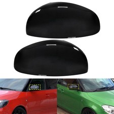 2x Schwarz Glänzend Außenspiegel spiegelkappen Für Skoda Fabia II,Roomster 5J