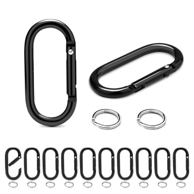 12Sets 2 Inch Large Carabiner Clips, Aluminum Spring Oval Keyrings with Flat ...